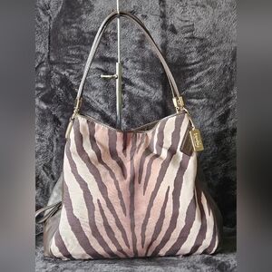 Coach Madison Zebra Print Phoebe Shoulder Bag Purse